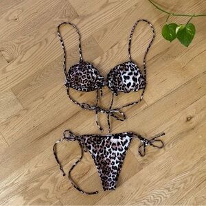 Leopard Print High Waist Bikini Set Sz S EUC